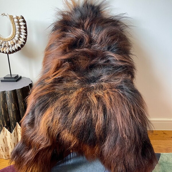 XXL Large Luxurious Genuine Icelandic Sheepskin Rug Sheep Fur Natural Reddish Brown/Auburn/Maroon/Ginger Colour