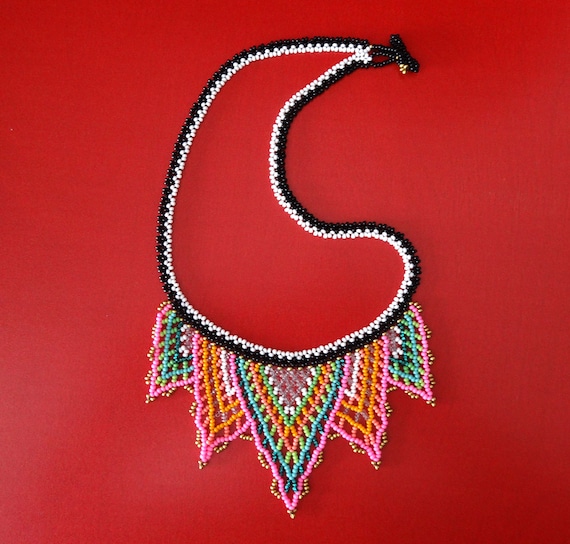 Hot Colors V-shape Petals No. 1 Necklace Handmade by Luciana