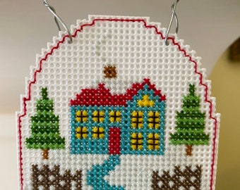 New Christmas House Scene Cross Stitch Ornament