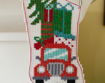 New Holiday Vintage Truck Stocking Christmas Cross Stitch Ornament