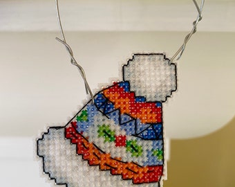 New Holiday Hat Cross Stitch Christmas Ornament