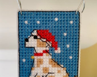 New Beagle Dog Cross Stitch Christmas Ornament