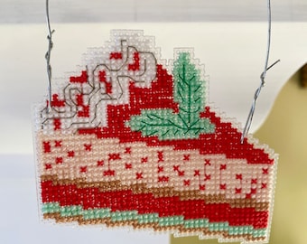 New Red Cream Cake Christmas Cross Stitch Ornament