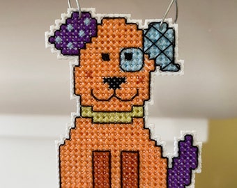 New Dog Cross Stitch Christmas Ornament