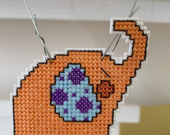 New Elephant Cross Stitch Christmas Ornament