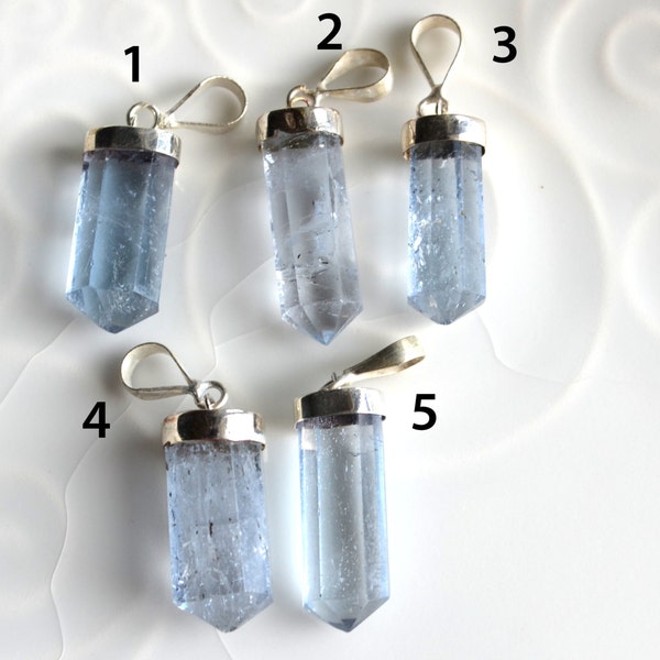 Aquamarine Pendant, Sterling Silver Aquamarine Pendant, C