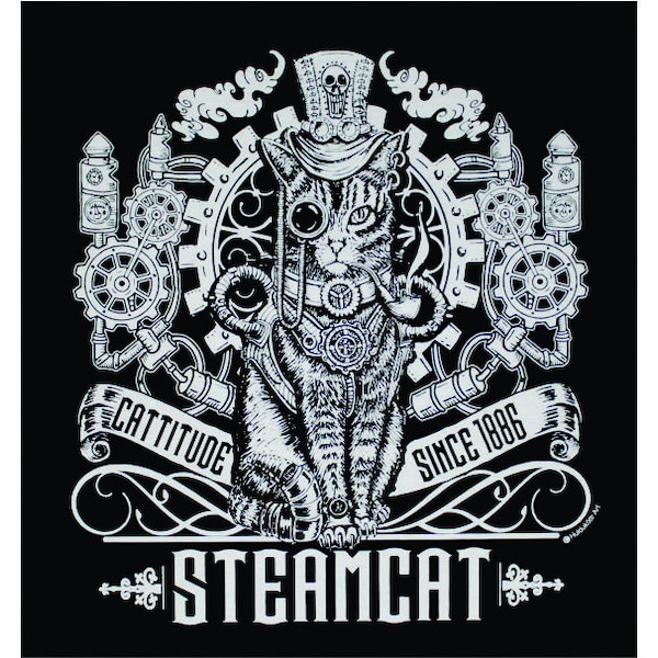 Steampunk Steamcat Katze Kitty Gothic T-Shirt WH