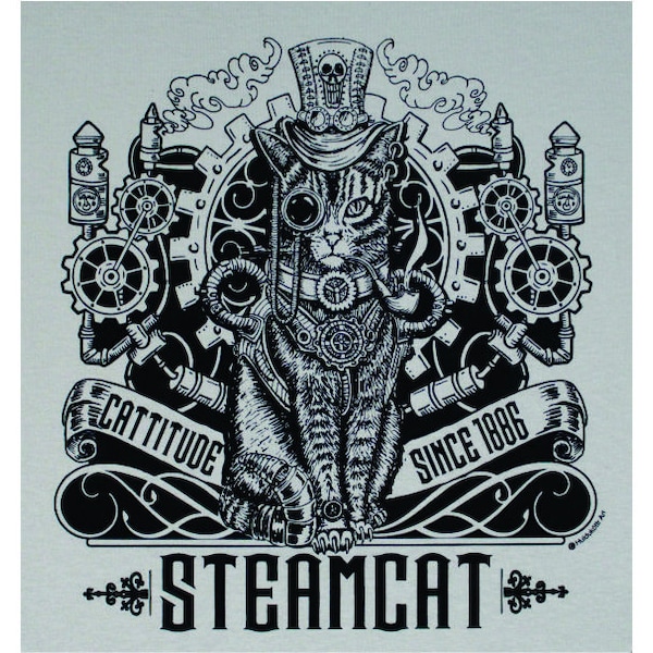 Steampunk Steamcat Katze Kitty Gothic T-Shirt BL