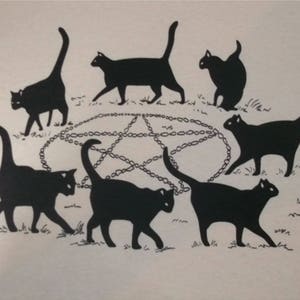 Camiseta Pagã Wiccan Pentagrama Gato Preto BL