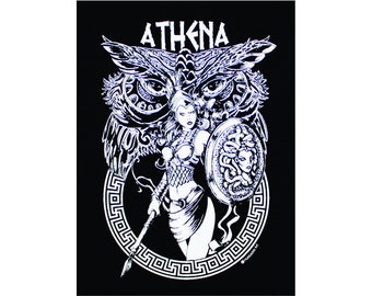 Athena Athene with Medusa Shield Greek Goddess T-Shirt WH