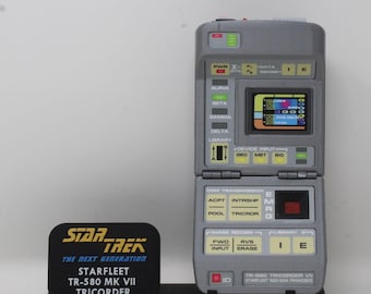 Star Trek TR-580 Science Tricorder with Holster and Stand, 3D Printed Prop Replica Cosplay Fan Art