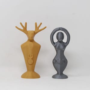 Pagan Wicca Goddess & God Set, goud of zilver, klein 5,5 inch