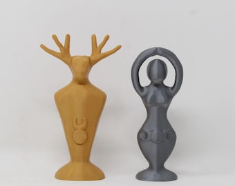 Pagan Wiccan Goddess & God Set, Gold or Silver, Small 5.5 inch Original Version