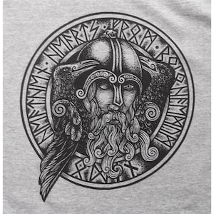 Odin mit Raven Viking Norse Asatru T-Shirt