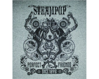 Steampunk Steampup Dog Gothic T-Shirt BL