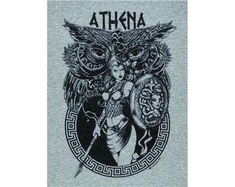 Athena Athene with Medusa Shield Greek Goddess T-Shirt BL