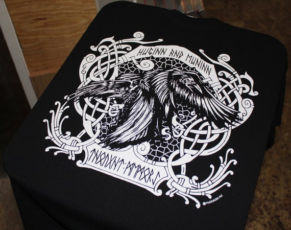 T-Shirt Vichinga Huginn Muninn – Corvi Di Odino, Valhalla, Norse – 10 Colori, UK - 3