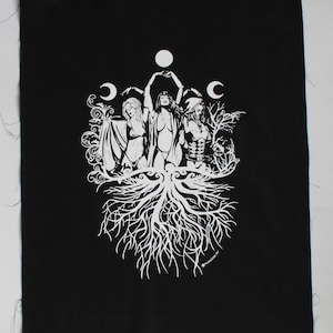 Maiden Mother Crone Wiccan Pagan Goddess Limited Edition Cloth Screen Print Wall Hanging