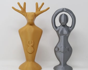 Pagan Wicca Goddess & God Set Large 9" Silver or Gold Original Version