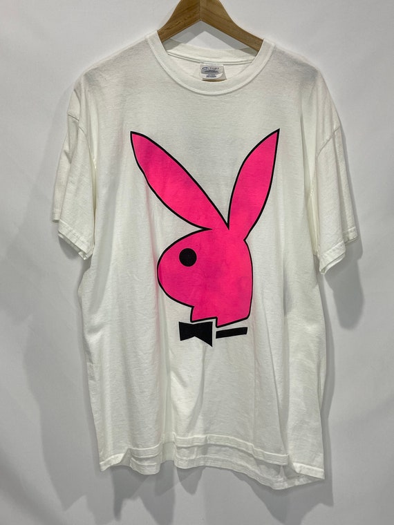 Vintage Y2K Playboy 50th Pink Mens Medium Short Sleeve White