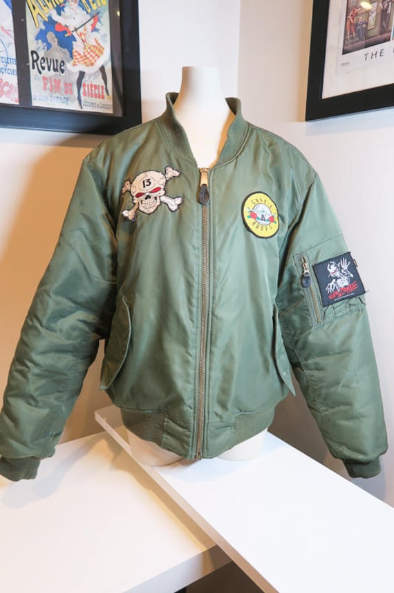 Top Gun MA-1 Nylon Bomber Jacket with Patches Olive / 3X