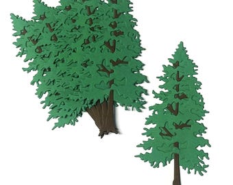 6 Dimensional Trees Die Cuts, Scrapbooking, Embellishments, Card Making, Paper Cuts, Die Cut Trees, Yard, Woods, Pine Trees, Forest Trees