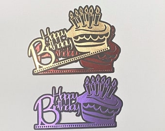 3 LARGE FOIL Happy Birthday Die Cuts, Cardstock, Card Creator, Happy Birthday, Candles, Cake, Happy Birthday Cupcakes, Foil