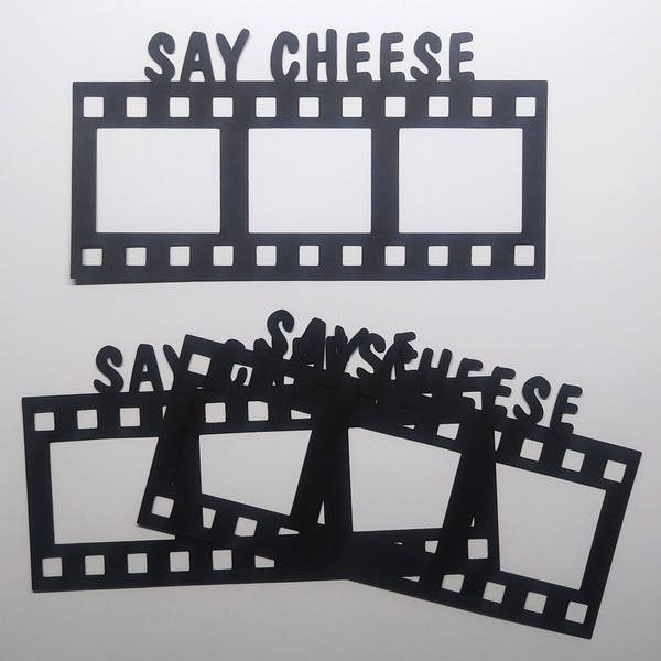 3 "Say Cheese" Filmstrip Diecuts, Embellishments, Card Making, Scrapbooking, Filmstrip, Picture Frames, Die Cuts