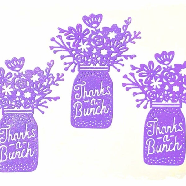Large GLITTER "Thanks a Bunch" Titles Die Cuts, Embellishments, Scrapbooking, Card Making, Paper Cuts, Card Creator, Thank You Die Cuts
