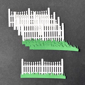 5 Scallop Fence And 5 Grass, Ornate Fence Die Cuts, Fence Die Cuts, Fences, Scalloped Fence, Grass Die Cuts, Die Cuts