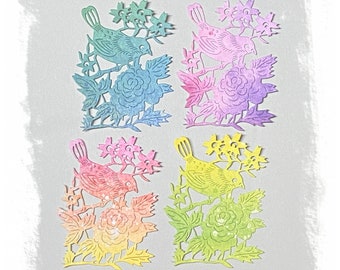 4 Multi Color Bird Die Cuts: Scrapbooking Embellishments