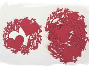 5 Heart Wreath Die Cuts: Scrapbooking Embellishments
