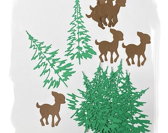 Deer and Pine Tree Die Cuts: Winter Scrapbooking Embellishments