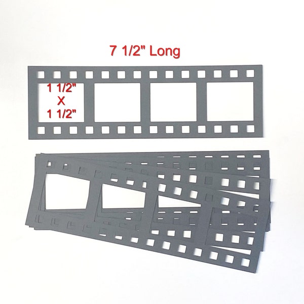 6 Black Medium Cardstock Film Strips, Die Cuts, Picture Frame, Die Cuts, Embellishments, Scrapbooking, Filmstrips, Movie Filmstrips