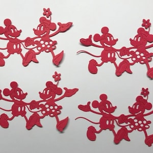 Mickey and Minnie Die Cuts: Red Cardstock, Scrapbooking, Card Making (Set of 4) bild 1