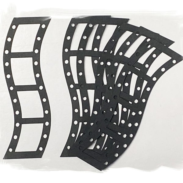 6 Small Cardstock Wavy Film Strips Die Cuts, Picture Frame, Die Cuts, Embellishments, Scrapbooking, Filmstrips, Movie Filmstrips