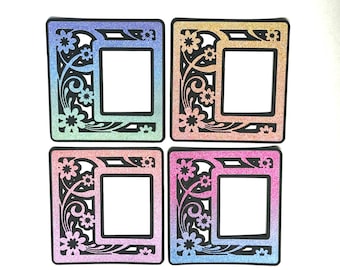 4 Large OMBRE GLITTER Flower Picture Frame Die Cuts: Scrapbooking Cardstock