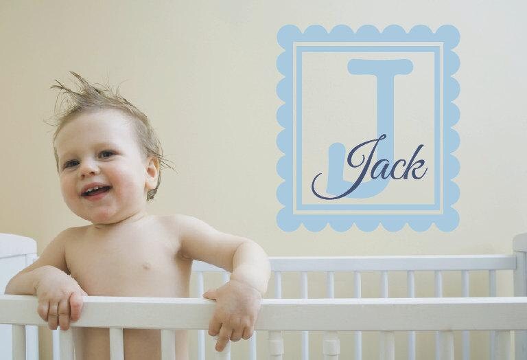 Boy Name Vinyl Decal Personalized Wall Decal Monogrammed Etsy