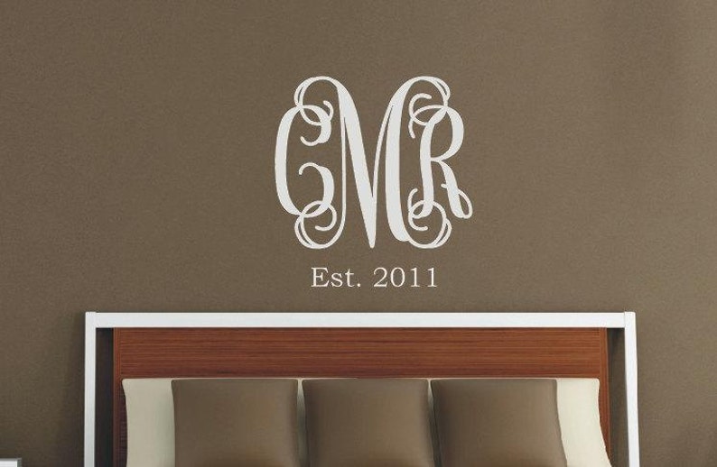 Monogram Initials Wall Decal Three Initial Swirly