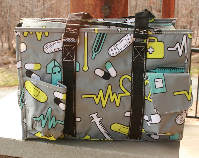 Nurses Organizer Tote Utility Bag With Pockets With Nursing Etsy
