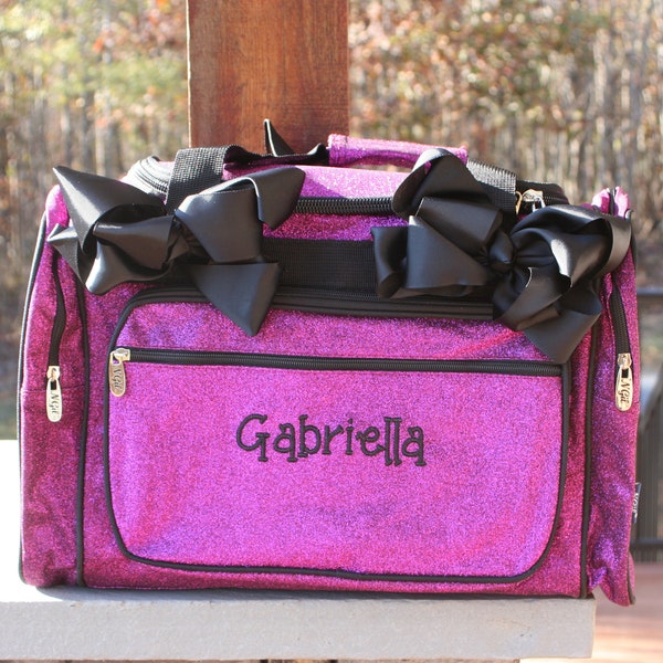 Personalized Dance Bag | Purple Glitter Dance Duffle | Duffel for Cheer | Pageant Gift Bag | Overnight Duffel, Sparkle Gym Bag