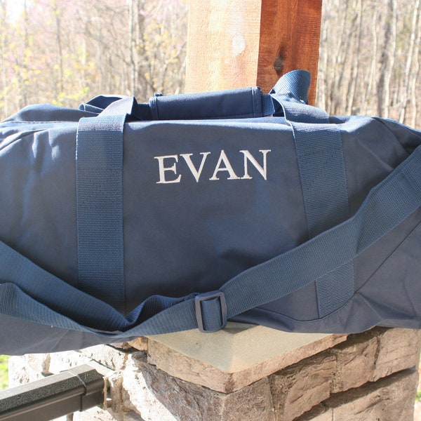 Large Monogrammed Duffel Bag Personalized Navy Personalized Gym Bag | Fitness Gift