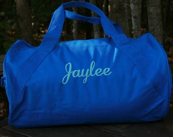 Royal Duffle Bag | Personalized Royal Blue Gym Bag | Duffel for Dance or Cheer | Sports Duffle Bag | Girls Monogram Overnight Bag