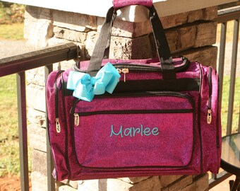 Glitter Dance Bag Hot Pink Duffel Bag, Gift for Dancer