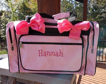 Personalized Glitter Duffel Bag | Light Pink Dance Cheer Bag