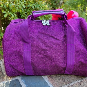 Dance Bag, Purple Glitter Mini Duffel, Personalized Ballet for Preschool Girls, Cheer Gift, Sparkle Gym Bag image 3