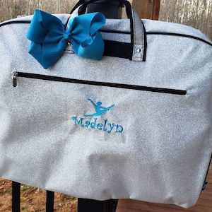 Personalized Silver Glitter Garment Bag: Dance Costume Bag