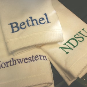 white tennis towels with custom embroidered names