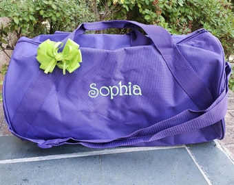 Personalized Gym Bag, Purple Monogrammed Dance, Sports Bag for Girls, Cheer, Gymnastics, Overnight