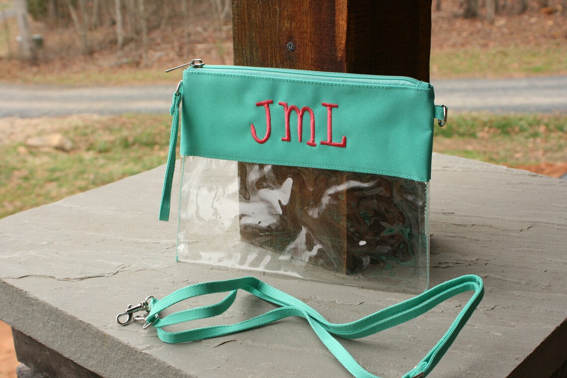Clear Crossbody Purse Personalized Stadium Concert Purse Mint Etsy